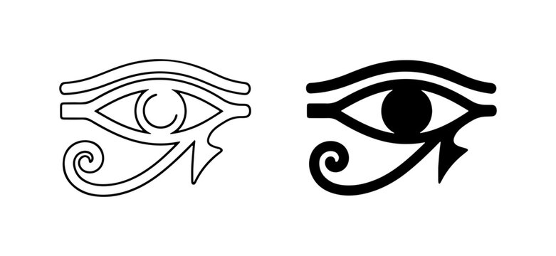 Egyptian Eye of Horus Symbols, Ancient Hieroglyphics, Protection Iconography, Vector Art