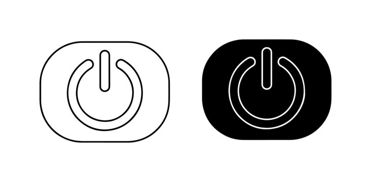 Power Button Icons, On Off Switch Symbol, Start Stop Control, Vector Graphics