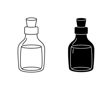 Simple Bottle Icons, Liquid Container Vector Graphics, Essential Glassware Symbols