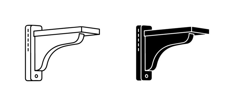 Shelf Bracket Vector Icons, Wall Mount Support Hardware, Decorative Furniture Fastener
