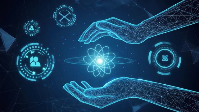 Cybersecurity holographic interface futuristic data network hologram