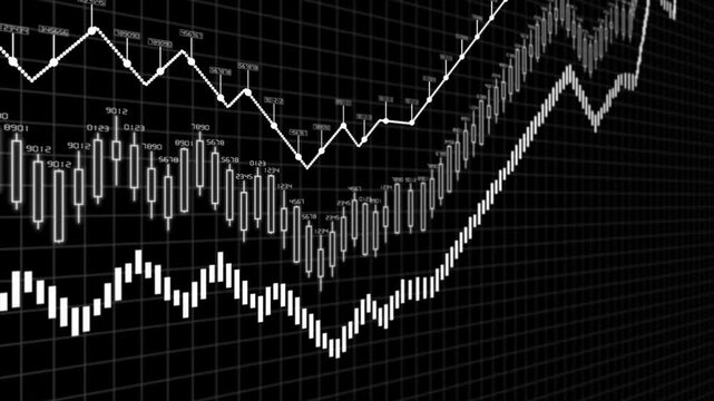 White color candlestick data analytics dashboard display infographics, finance, market, business, trading share market background