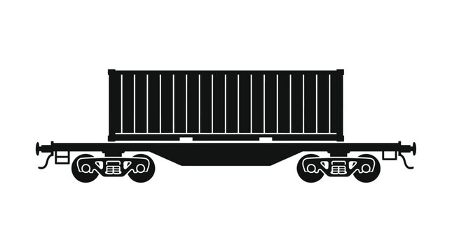 Freight car silhouette on a white background simple vector graphic