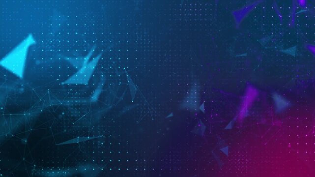 Cyan magenta message tech visual flying paper shapes, connected nodes, and glowing dotted patterns. social apps, email promos, communication explainers, startup videos, and animated overlays.