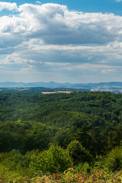 View from Nedvezi hill in Ralska pahorkatina mountains in Czech republic