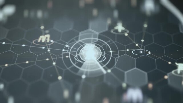 Solar Node Radiating Across Hexagonal Power Grid Network