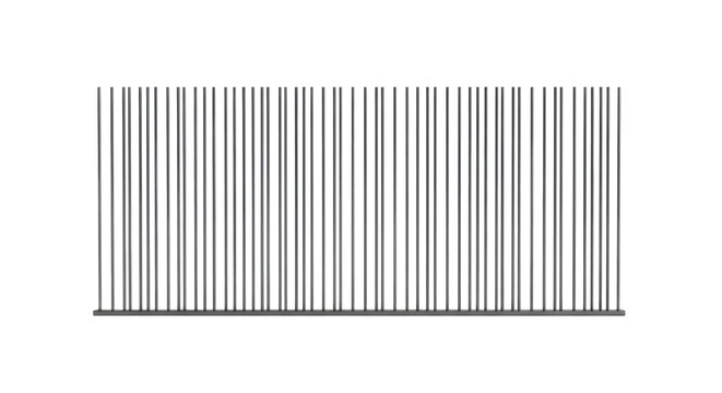 Modern vertical metal bars fence design with clean lines isolated on transparent background