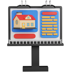 Obraz premium 3D render Billboard with House annoucement for sale Icons Isolated