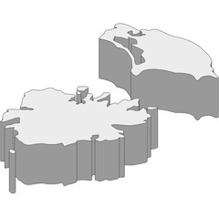 3D map dimension - continent North America country Antigua © badrpost