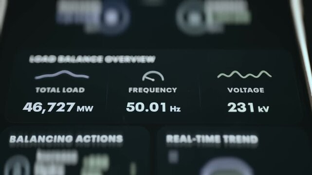 Load Balance Overview Showing Total Load, Frequency and Voltage