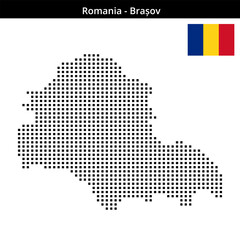 Fototapeta premium Map of Romania region Brașov in medium size square dots
