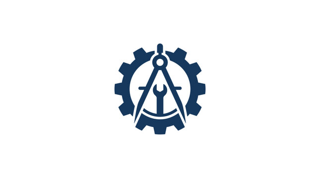 Masonic Symbol Gear Emblem Logo.