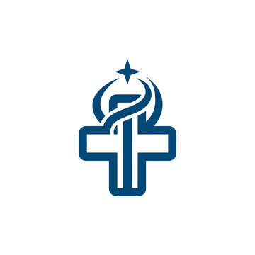 Medical Cross Symbol with Star.