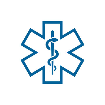 Medical emergency star symbol logo sign.