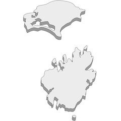 3D map dimension - continent North America country Antigua © badrpost
