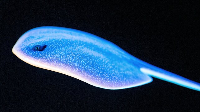 Blue Stingray Fish Swimming in Dark Water