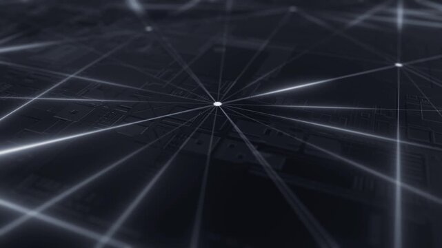 White color glowing global connection lines network data transfer neural network satellite communication binary data hi tech design black technology background