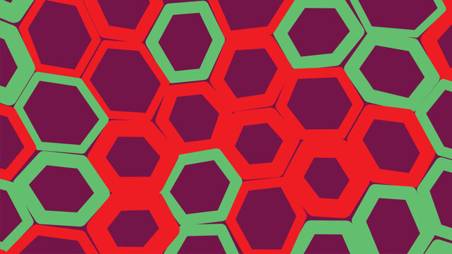 Colorful geometric seamless pattern with octagon shapes in red and green Editable