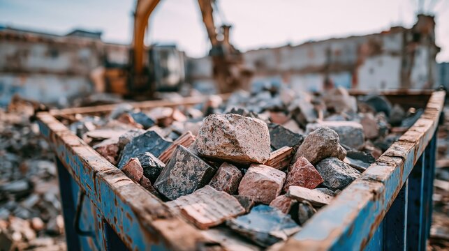 Construction Debris in Heavy Machinery Setting