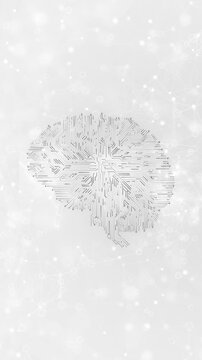 White circuit brain world map with fine electronic lines, global network backdrop, clean scientific style. AI , medical technology visuals, data science intros, neural research, and digital overlays.
