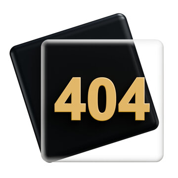 3D 404 Error Page Not Found Icon on Transparent Background