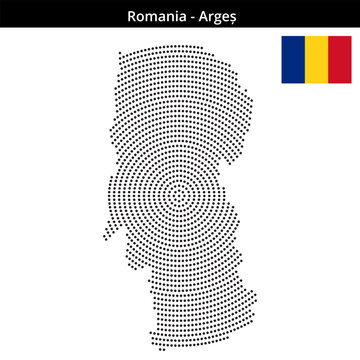 Map of Romania region Argeș in concentric small dots