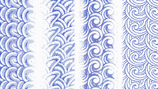 Blue wave pattern with stippled texture and repeating curves a decorative background element azure cerulean cobalt curve