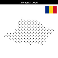 Fototapeta premium Map of Romania region Arad in small cross shaped dots