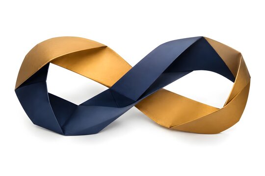 Elegant Premium 3D Origami Infinity Loop with Seamless Geometric Design Isolated on White Background