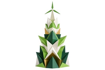 Obraz premium Premium 3D Origami Energy Tower with Geometric Engineering Design Isolated on White Background
