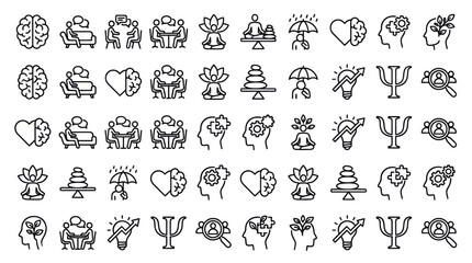 Obraz premium Psychology and mental health icon set.