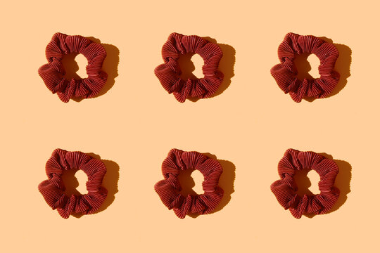 Pattern of brown scrunchies
