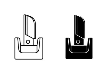 Obraz premium Utility Knife Icons, Craft Knife Vector Graphics, Safety Cutter Symbols, Sharp Blade Tools