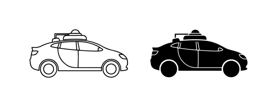 Autonomous Car Icons, Self-Driving Vehicle Vector Graphics, Future Transport Symbols
