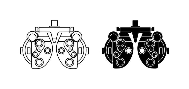 Optometry Phoropter Icons: Vision Test Equipment, Eye Exam Tools, Optical Device