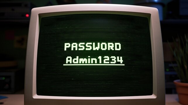 Old screen showing password admin1234 text