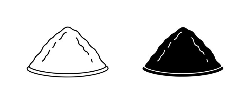 Pile of Powder Icons, Black and White, Simple Graphic Representation