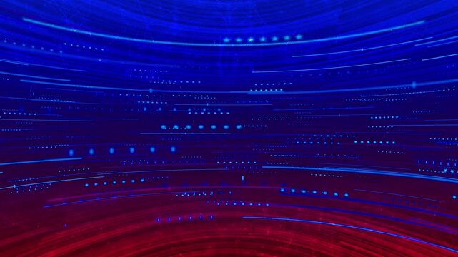 Dynamic tech light speed background red and blue curved streaks, dotted particles, wide cinematic energy. for promo videos, title sequences, digital transitions, broadcast graphics, and overlays.