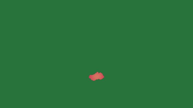 White border and screen map of the country red orange design apple on heart it an isolated on green screen background