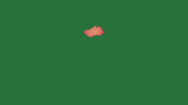 White border and red heart on flower an apple screen it isolated on green screen background