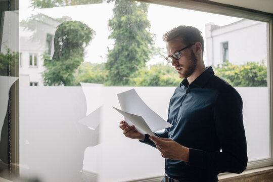 Businessman looking at documents