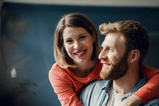 Happy couple at home