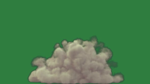 Flower on smoke coming out of it cloud floating in the air pile clouds is isolated on green screen background