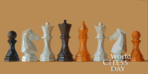 Geometric Chess Pieces Lineup A Modern Vector Illustration © Bablu