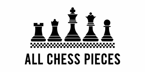 Chess Pieces Silhouette On White Background A Minimalist Arrangement © Bablu