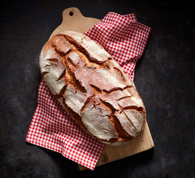 Overhead view of freshly baked bread