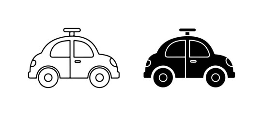 Police Car Icons, Black and White Vector Graphics for Law Enforcement and Security Themes © Ajadul