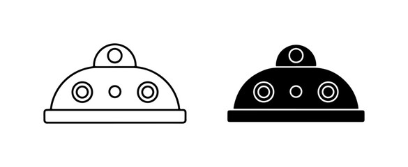 UFO Icon Set, Flying Saucer Vector Graphics, Alien Spaceship Symbols, Sci-Fi Art © Akash