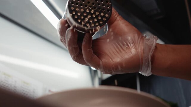 Adding Sesame Seeds to Food, Slow Motion
