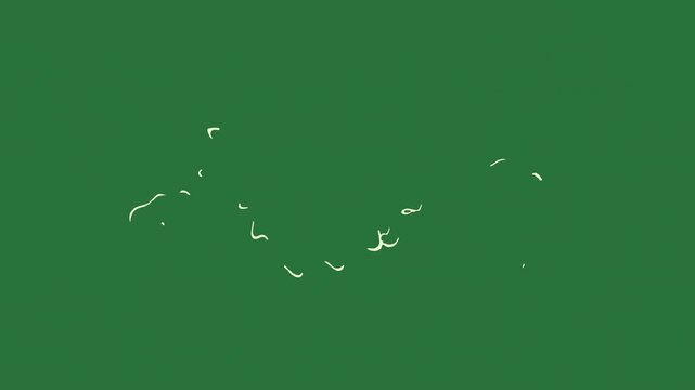 Bird flying in the sky and white swirls border screen dots silhouettes of people birds flowers some lines flower isolated on green screen background